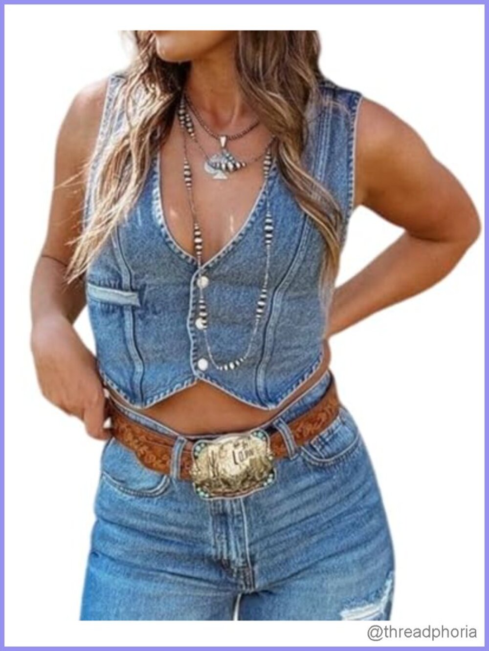 Y2K Sleeveless V Neck Button Down Crop Denim Vest Women's Country Trendy